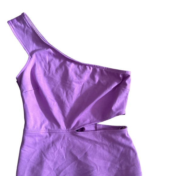 NWT Women 4 BCBGeneration Purple Cut-Out One Shoulder Mini Dress Stretch - Picture 2 of 4